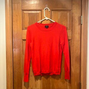 J.crew women’s red 100% cashmere crew neck sweater size medium.